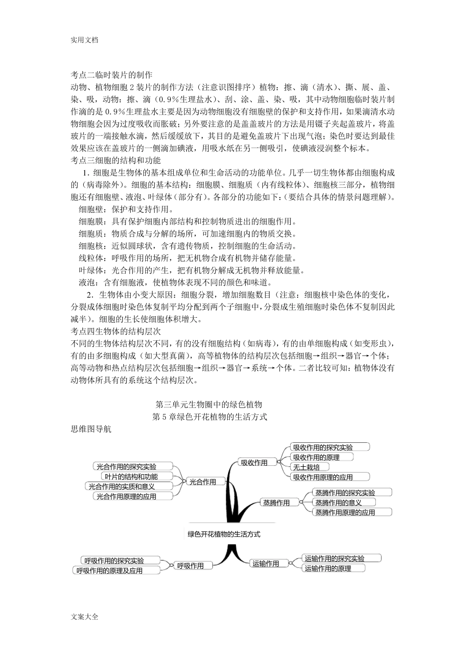 人教版七年级生物学思维导图和知识点_第3页