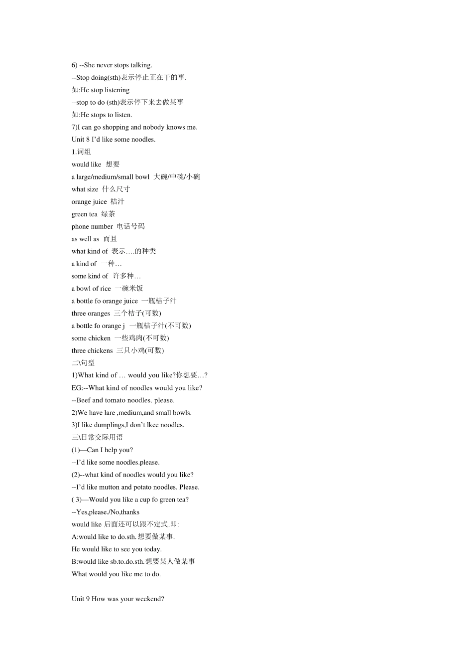 人教版七年级英语上册重点短语总汇,语法总结_第3页
