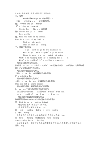 人教版七年级英语上册重点短语总汇