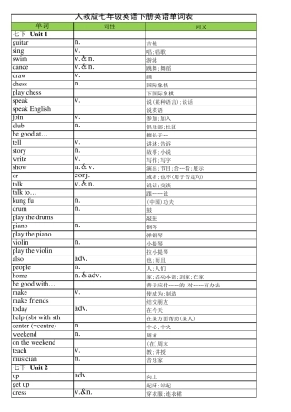 人教版七年级英语下册单词表