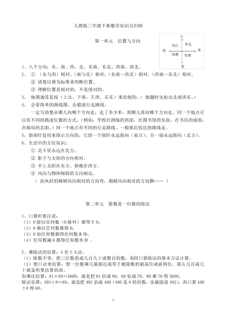 人教版三年级下册数学知识点归纳总结