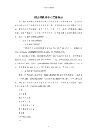 综合招投标中心工作总结