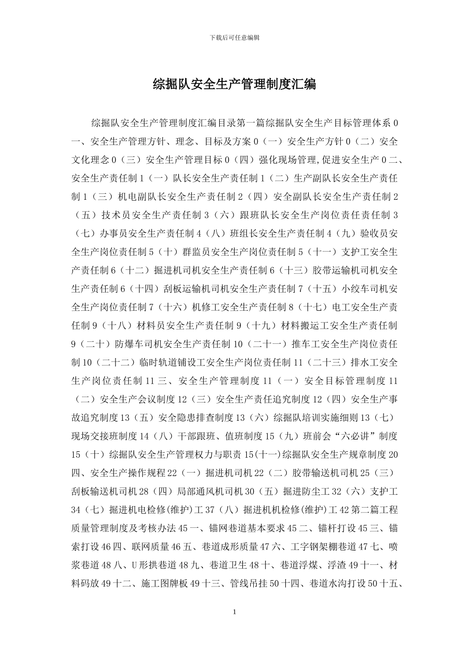 综掘队安全生产管理制度汇编_第1页