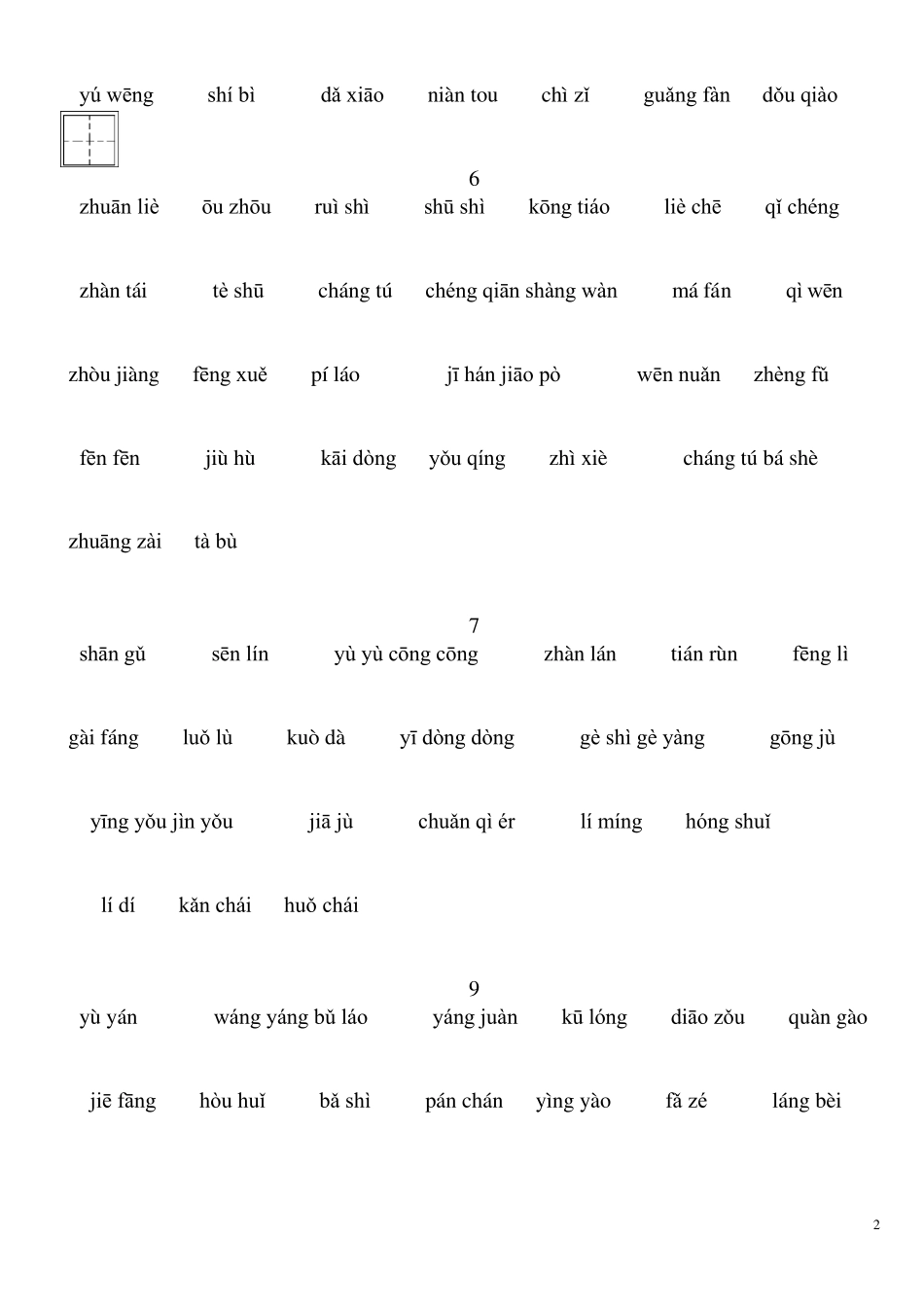 人教版三年级语文下册词语表总表看拼音写汉字全部_第2页