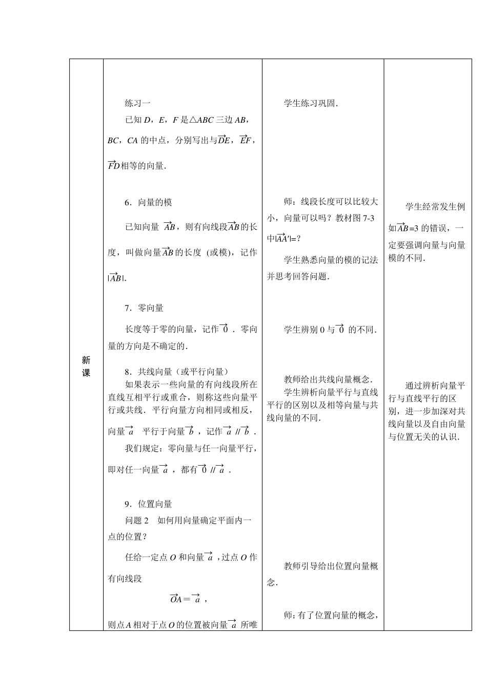 人教版中职数学教案第七章平面向量[9份教案]_第3页