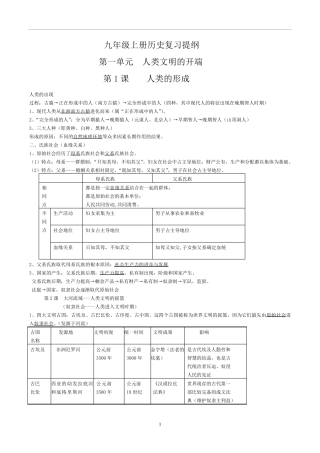 人教版九年级上册历史知识点归纳总结