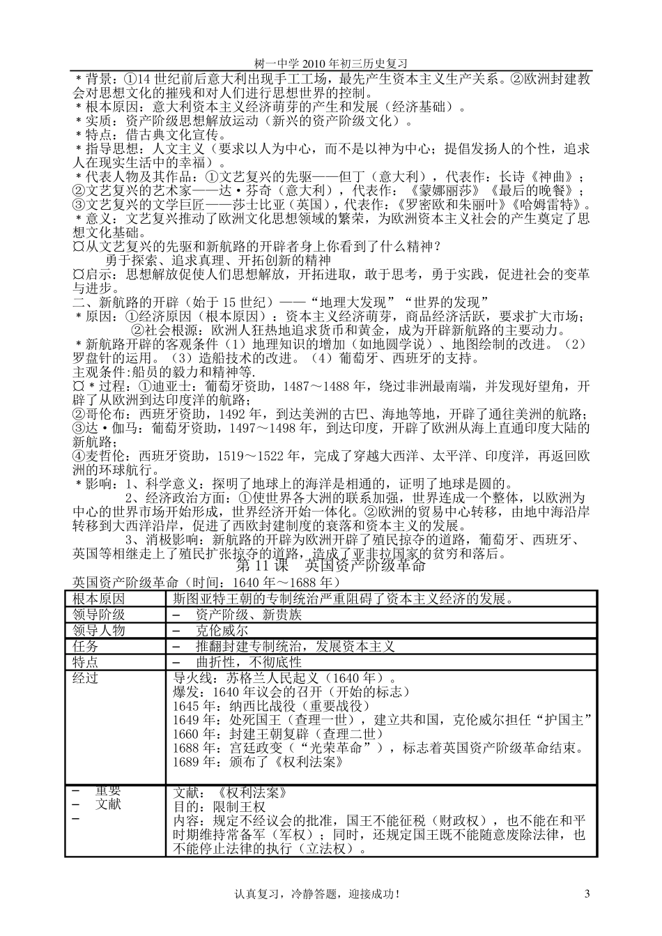 人教版九年级上册历史详细知识点汇总_第3页