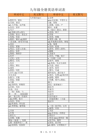 人教版九年级全册英语单词表(默写版)
