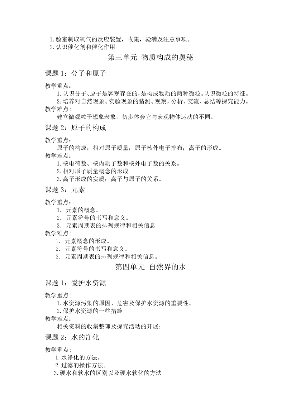 人教版九年级化学各单元教学重难点_第2页