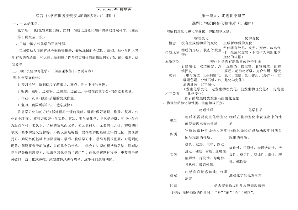 人教版九年级化学听课笔记_第1页