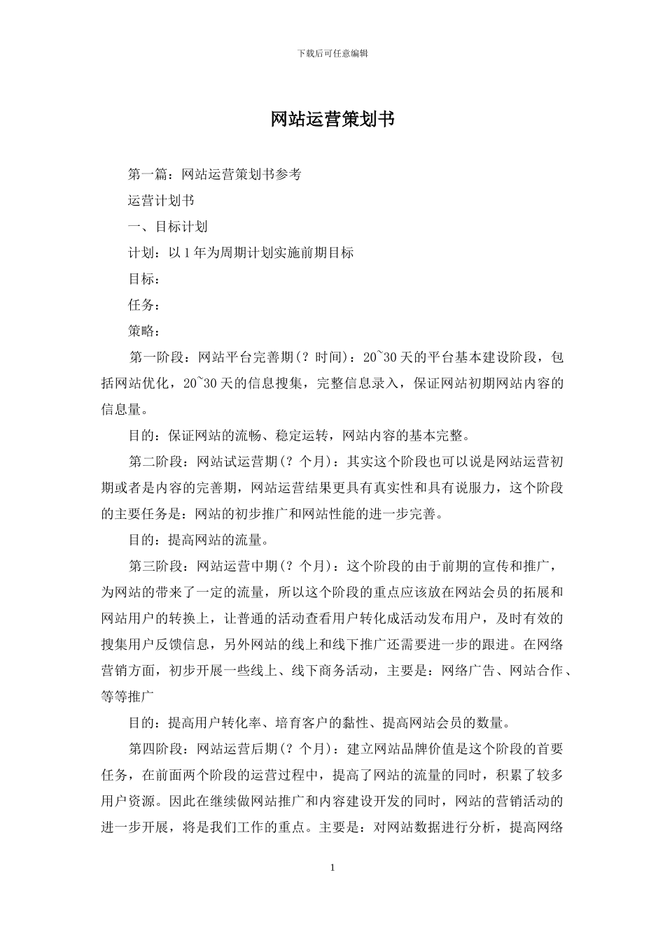 网站运营策划书_第1页