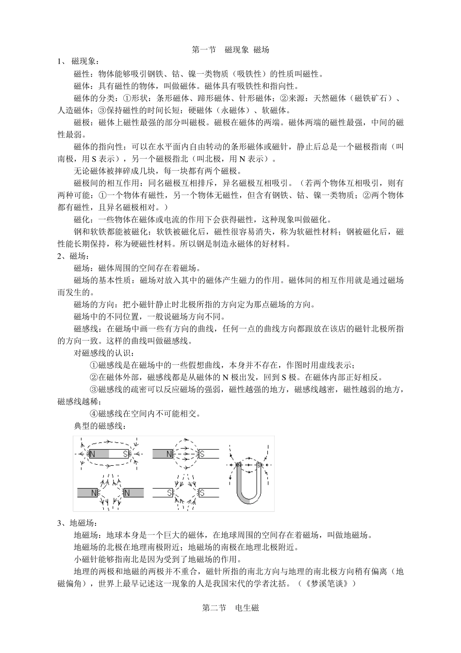 人教版九年级物理《第二十章电与磁》知识点汇总_第1页