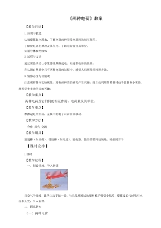 人教版九年级物理第十五章第一节两种电荷(教案)