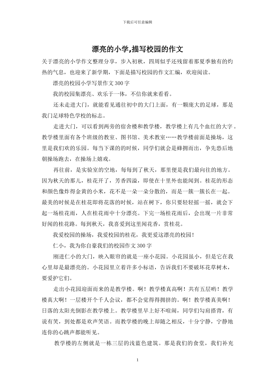 美丽的小学-描写校园的作文_第1页