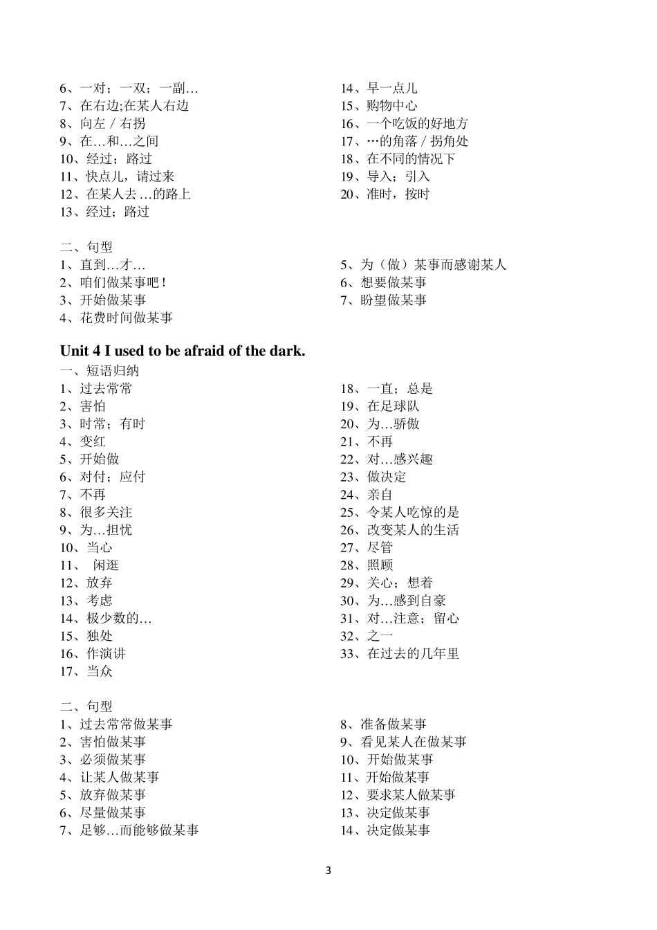 人教版九年级英语单元重点短语及句型大归纳汉译英_第3页