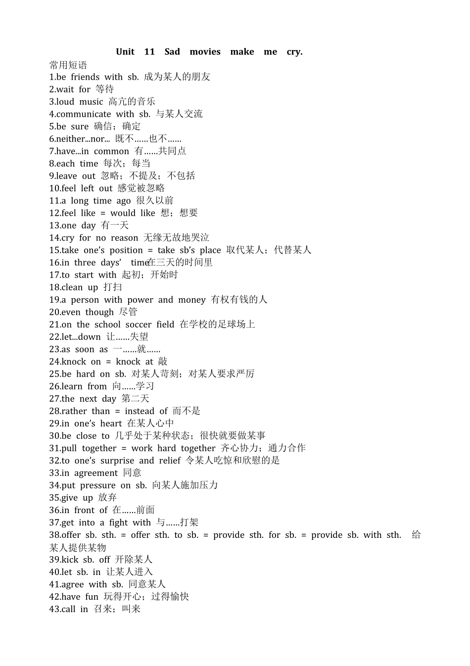 人教版九年级英语第十一单元知识点汇总_第1页