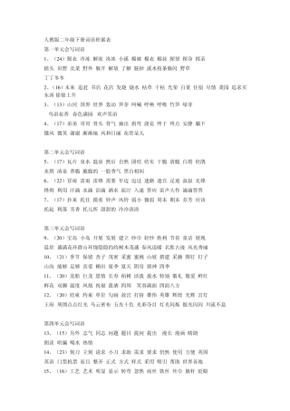 人教版二年级下册词语积累表