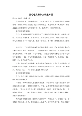 羽毛球比赛作文锦集5篇