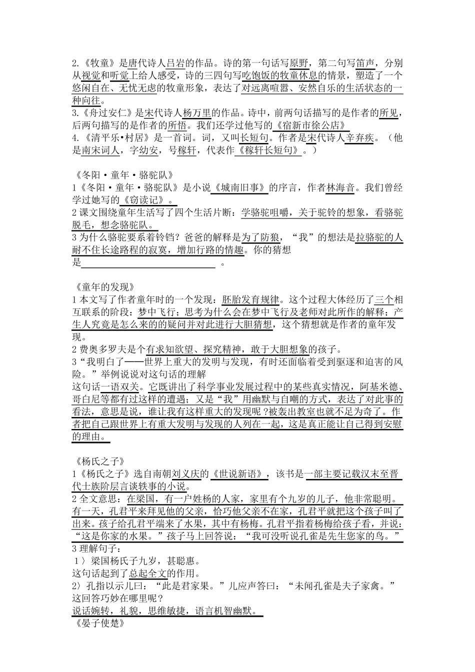 人教版五年级下册语文总复习资料_第2页