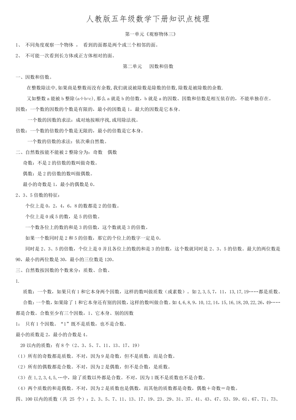 人教版五年级数学下册全册知识点梳理_第1页