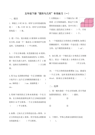 人教版五年级数学下册图形与几何专项练习及答案