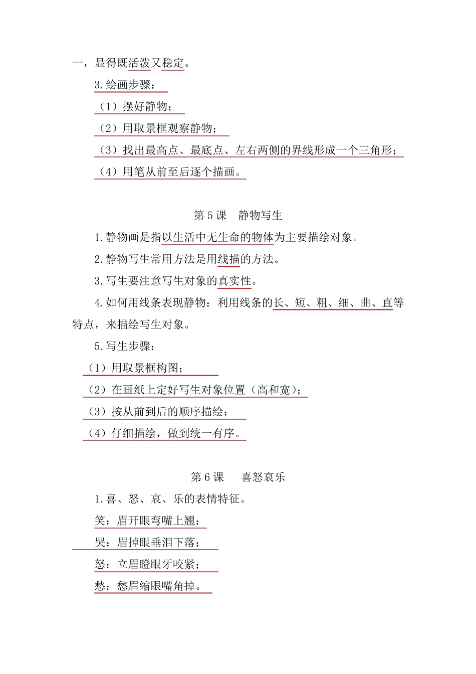 人教版五年级美术下册每课知识要点归纳复习资料_第2页