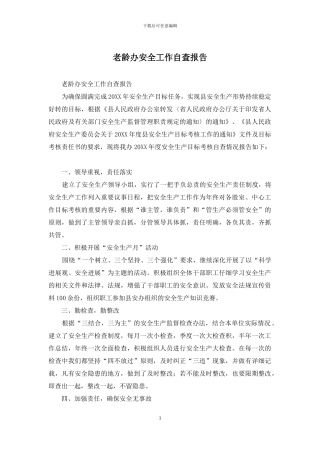 老龄办安全工作自查报告