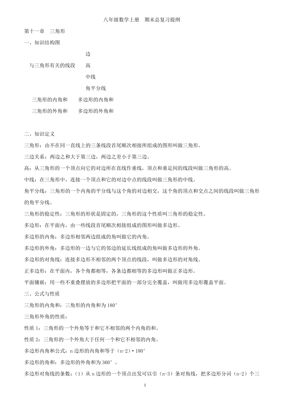 人教版八上数学知识点归纳总结复习用_第1页