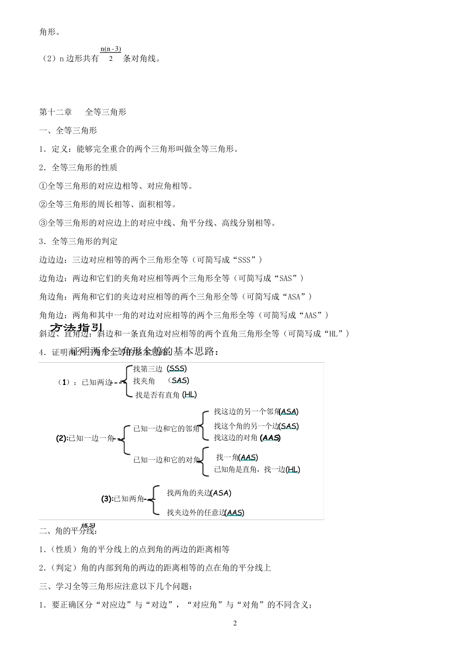 人教版八上数学知识点归纳总结复习用_第2页