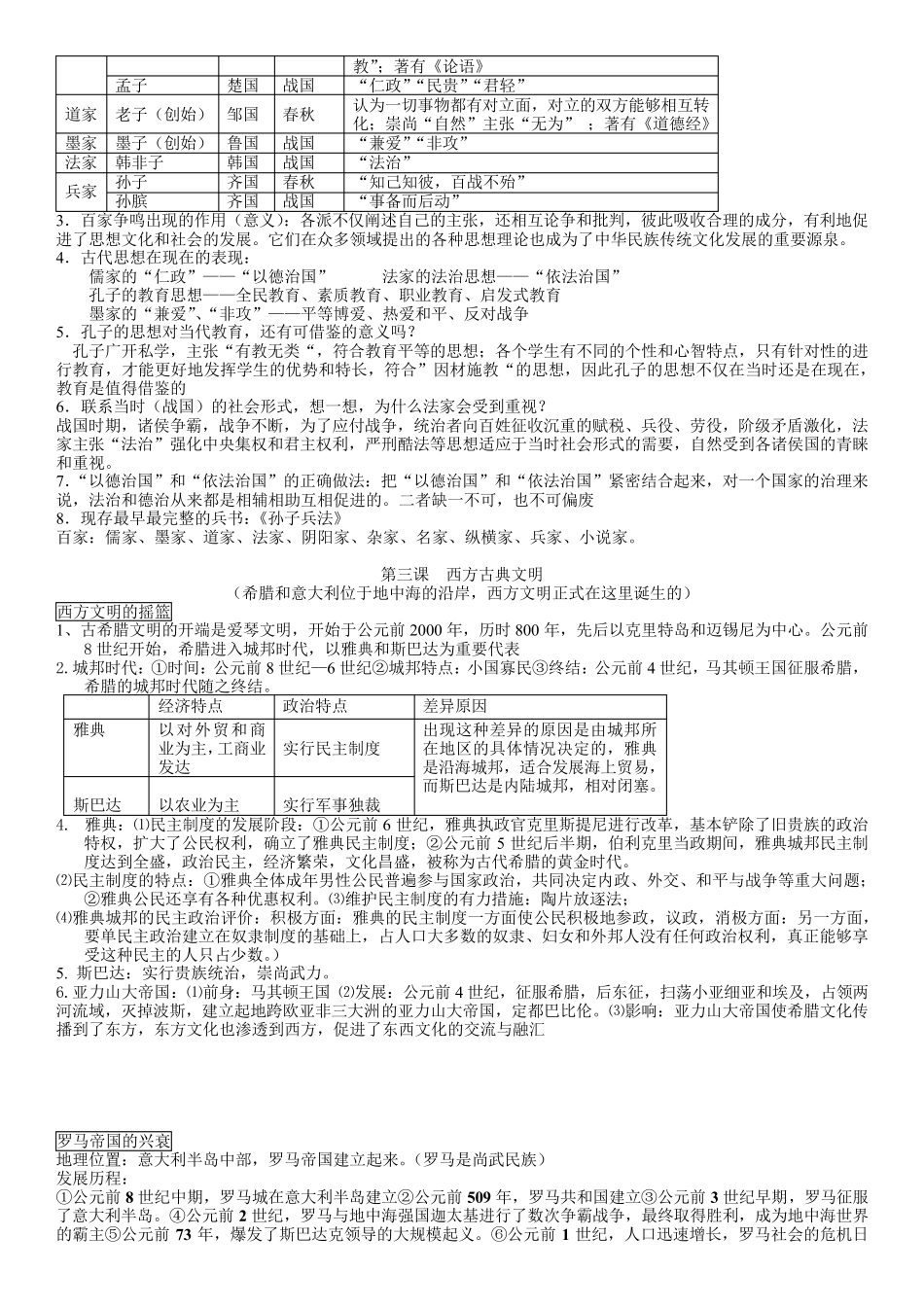 人教版八年级上册历史与社会复习提纲_第3页