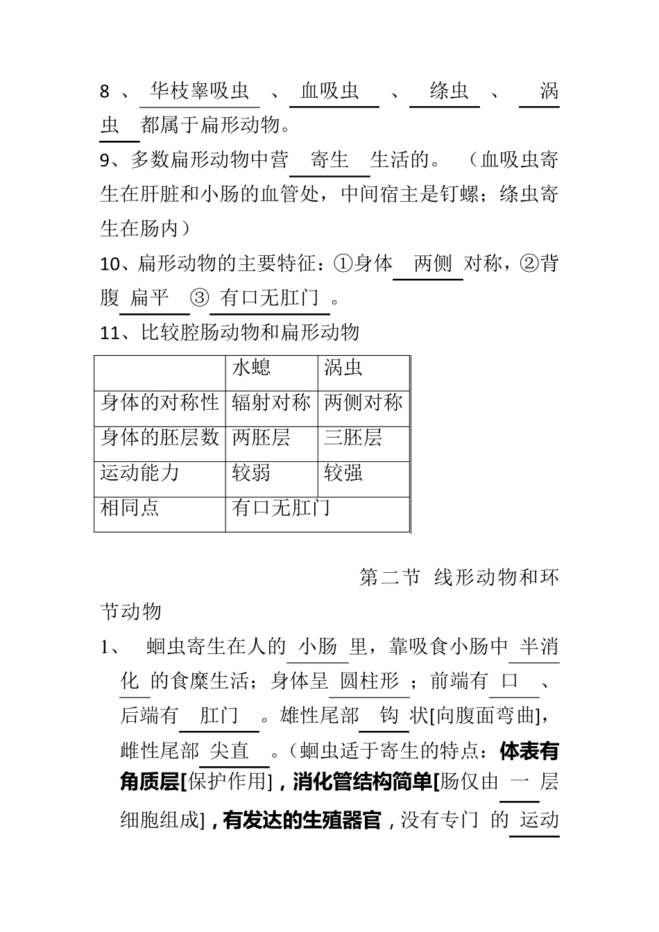 人教版八年级上册生物复习提纲(正式)_第2页