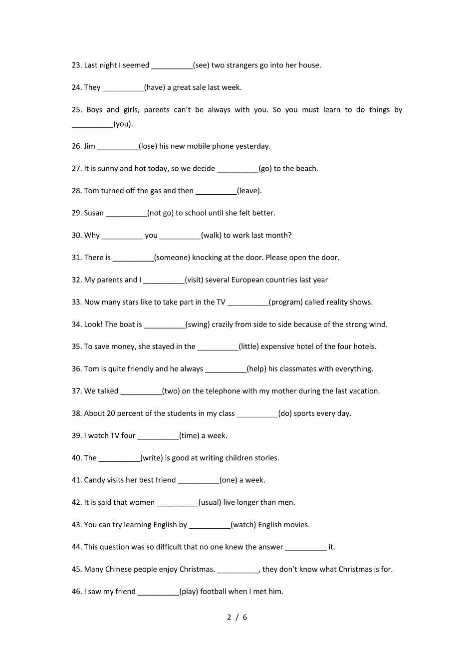 人教版八年级上册英语语法填空_第2页