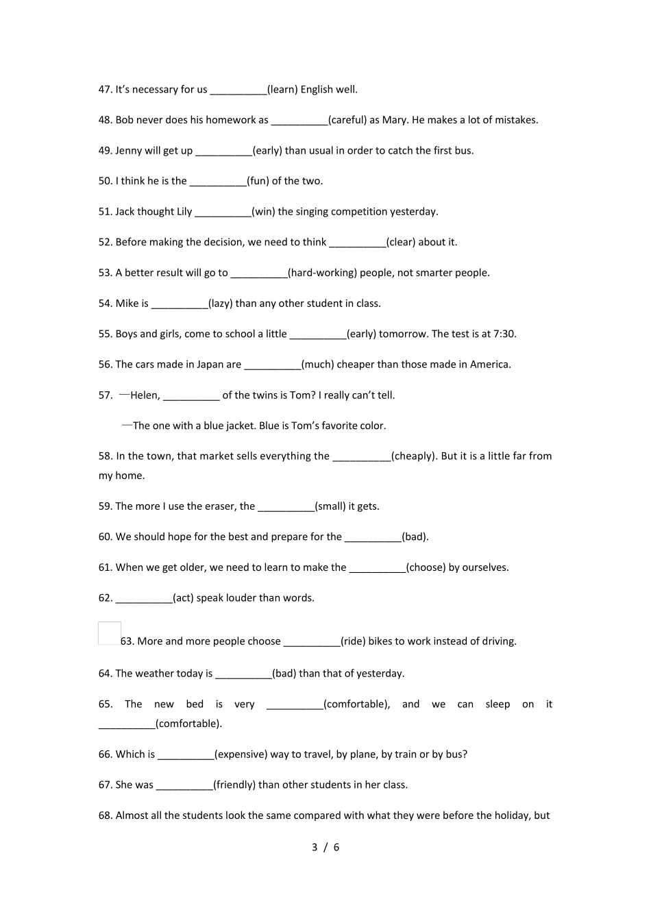 人教版八年级上册英语语法填空_第3页