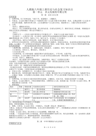 人教版八年级上历史与社会复习知识点