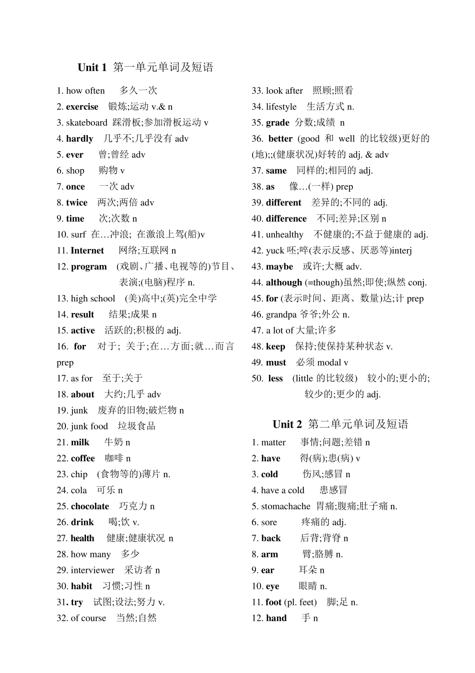 人教版八年级上学期英语单词表(新目标)_第1页