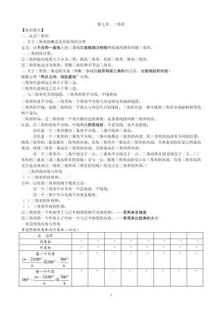 人教版八年级上数学第十一章_三角形_知识点+考点+典型例题
