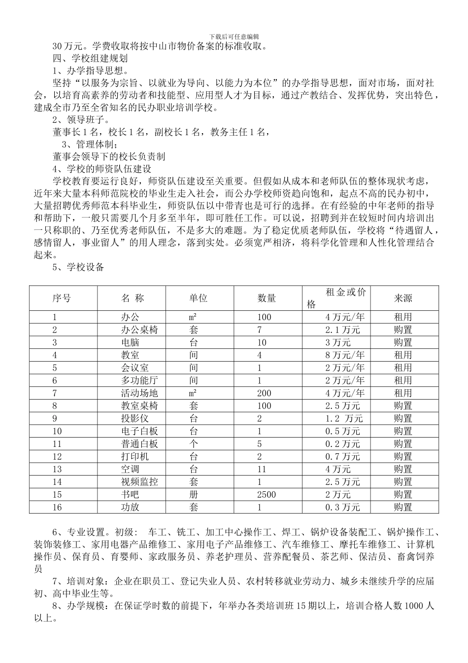 职业技能培训学校筹建方案_第2页