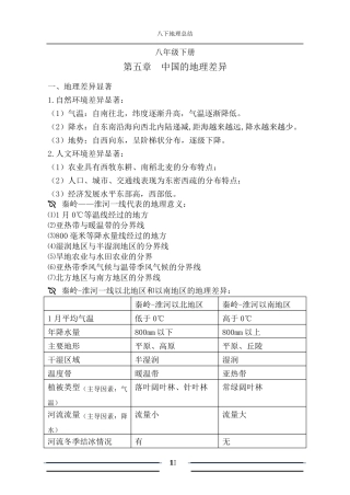 人教版八年级下册地理学霸笔记