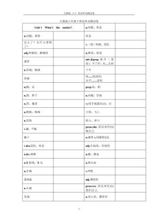 人教版八年级下英语单词测试卷