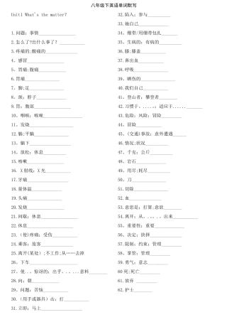 人教版八年级下英语单词默写表格(整理打印)