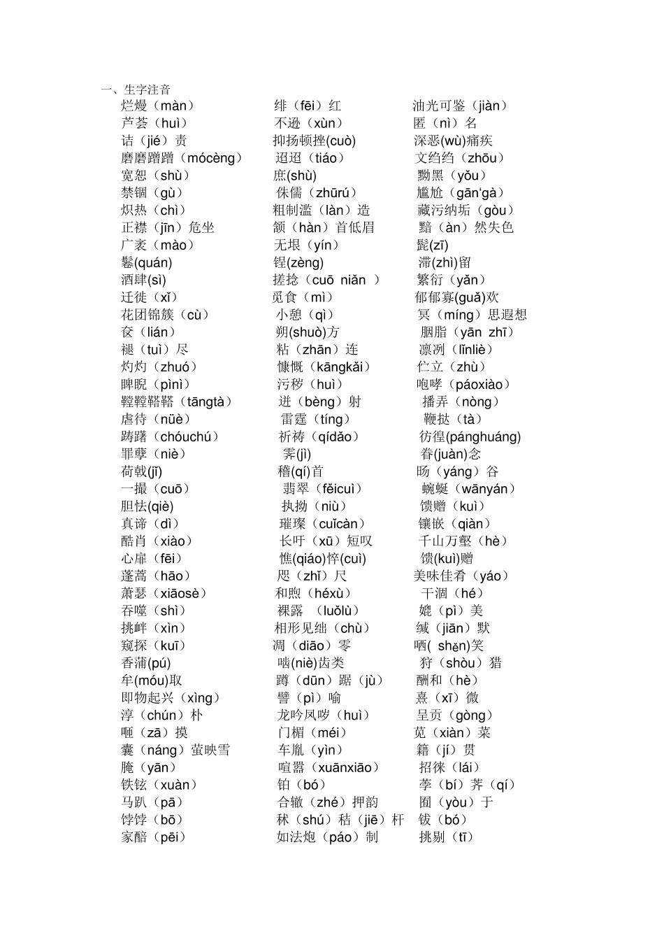 人教版八年级下语文复习资料_第1页