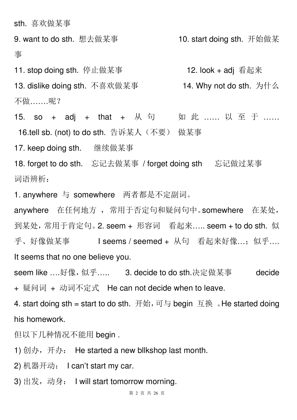 人教版八年级英语上册复习提纲_第2页