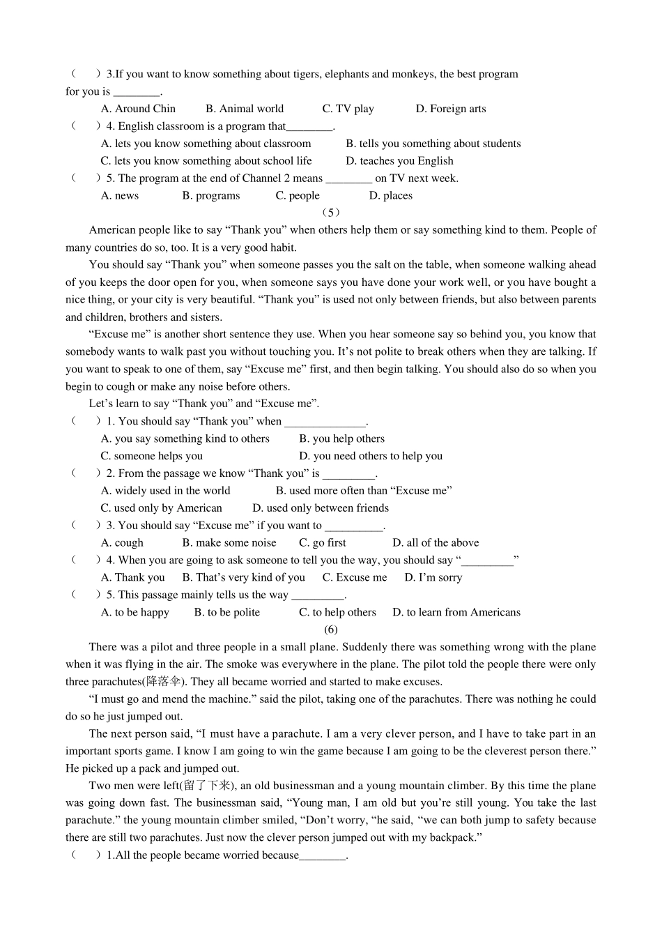 人教版八年级英语上册阅读理解专练(30篇)_第3页