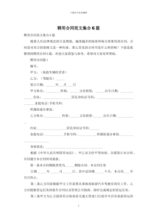 聘用合同范文集合6篇-1