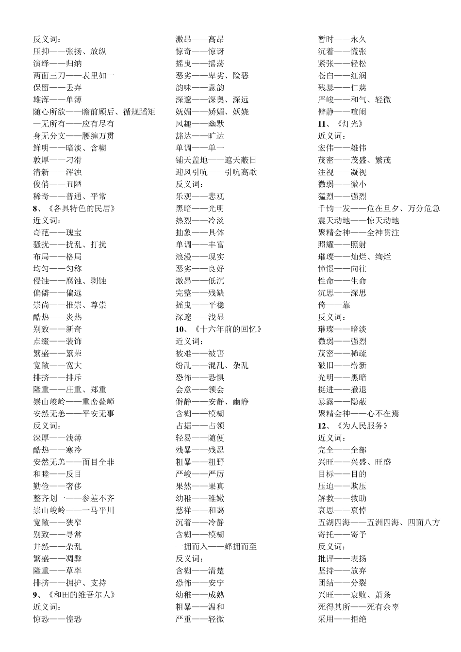 人教版六年级下近、反义词_第2页