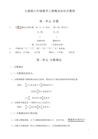 人教版六年级数学上册概念知识点整理