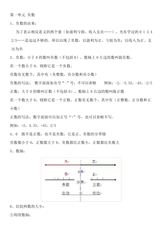 人教版六年级数学下册知识点归纳总结