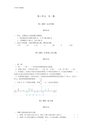人教版六年级数学下册课课练