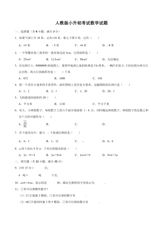 人教版六年级数学小升初考试卷
