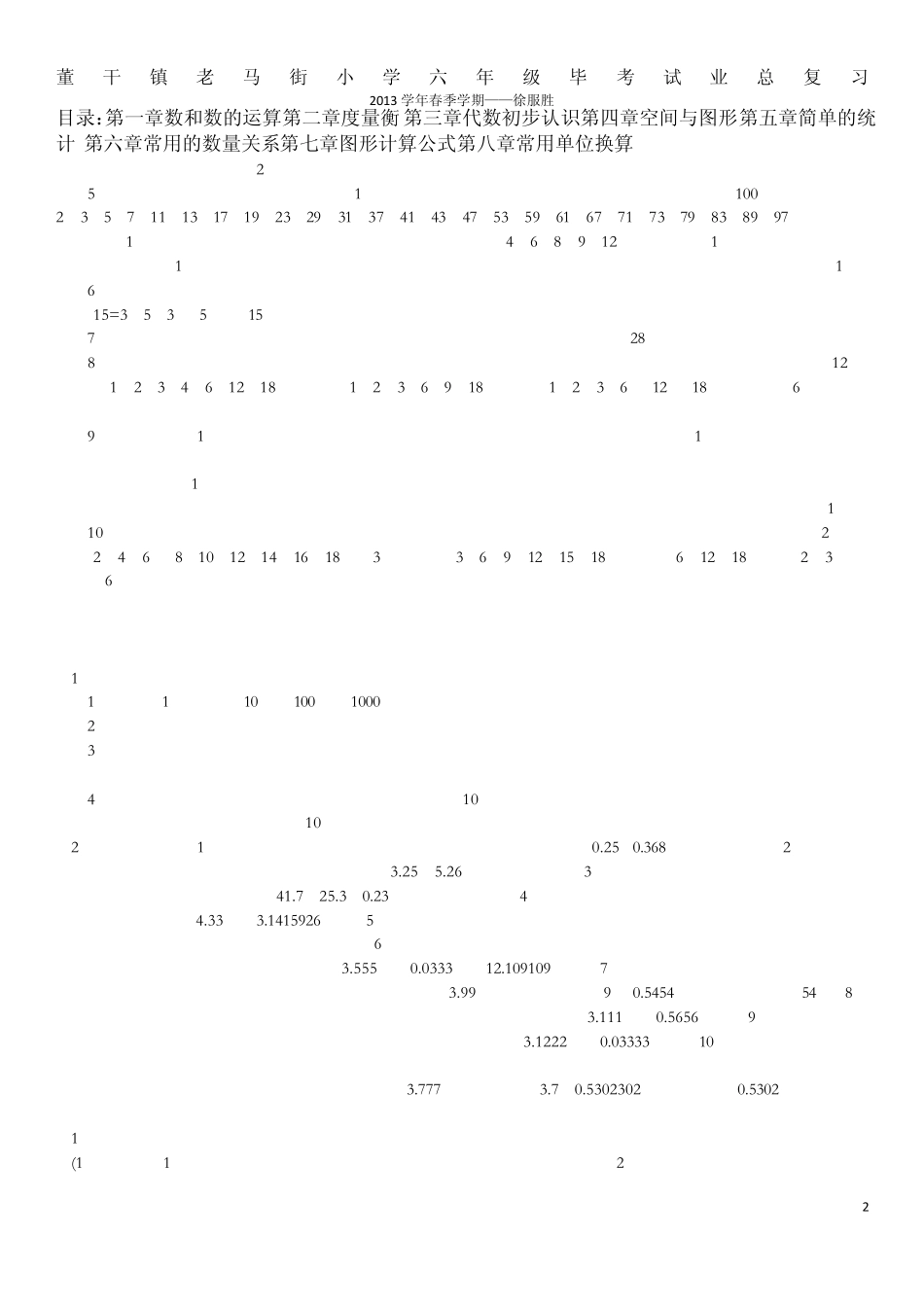 人教版六年级数学毕业考试总复习汇总_第2页